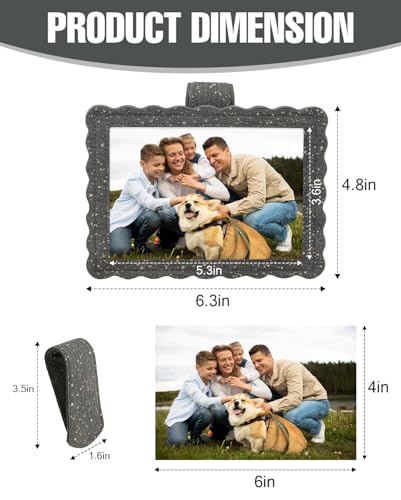 COOLYOUTH 2Pcs Car Picture Frame Car Visor Clip Picture Holders Leather Magnetic Photo Frames with Clip (2, Cloth-Grey) - color: Cloth-Grey