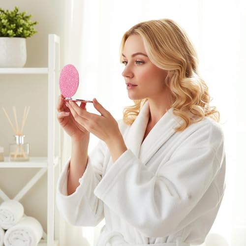 3 Pcs Purse Mirror Compact,Portable Sparkle Small Compact Mirror,Shiny Small Purse Mirror 2X1 Magnifying for Women Girls Bag,Wallet,Pocket