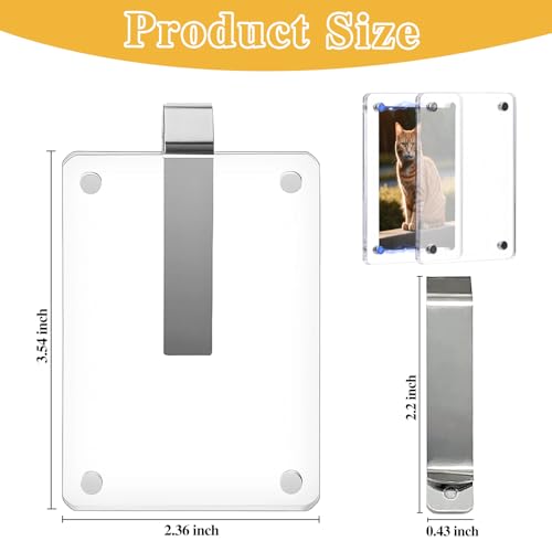 2Pcs Car Visor Photo Clip - Magnetic Acrylic Frame for 3" Photos,Sun Visor Clip with Strong Magnet,Drive Safe Gift for Boyfriend, Husband, Drivers (Clear)