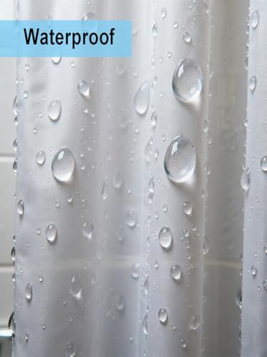 Polyester RV Shower Curtain, Fluorine-Free Waterproof, Taupe Horizontal Stripes, 10 Metal Grommets, 12 Hooks Included, 54x69 Inch for Camper Small Bathroom