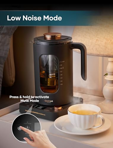 INTASTING Electric Tea Kettle, Electric Kettle with Tea Infuser, ±1℉ Knob Temperature Control, BPA-Free Glass, 1200W Fast Heating, Easy to Clean, 1 Liter (Dark Gray) - color: Dark Gray