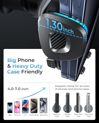 MRGLAS Phone Holders for Your Car Vent with Double Metal Hook Clip, 【One-Hand Operation】 Air Vent Cell Phone Car Mount, Universal Automobile Cradle Fit for iPhone 17 Android and All Smartphones - color: Dark Black