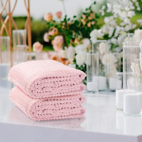 Buryeah 6 Pcs Flannel Throw Blanket Bulk 50 x 60 in Sleepover Blanket Outdoor Wedding Throw Lightweight, Oeko-tex Standard 100 Certified for Sofa Homeless Gifts (Light Pink) - color: Light Pink