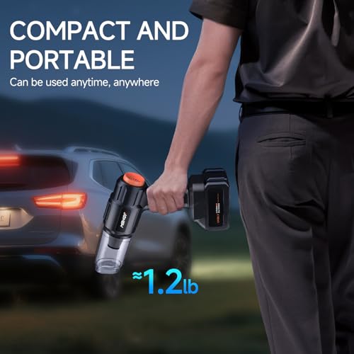 MBNGF Car Vacuum Portable Cordless,35000PA High Power Suction & Blower, Handheld Vacuum Cleaner for Car, Home, Desktop, Keyboard,Birthday Gifts for Men Dad Husband(Midnight Black)