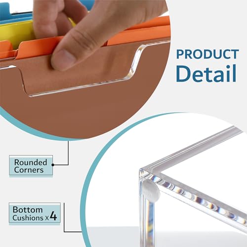 DINGHUO Acrylic File Folder Organizer, Hanging File Organizer Box, File Holder with Handles for Letter Size, Clear File Box Desktop Folder Storage for Office Home Work -1 Pack - size: Letter