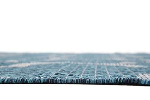 Unique Loom Outdoor Trellis Collection Area Rug (8' x 11' 4" Rectangle, Teal/ Gray) - color: Teal/Gray, size: 8' x 11'4" (Rectangular)