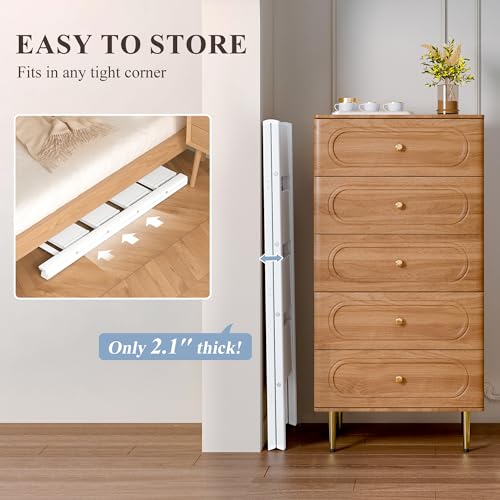 4 Step Ladder, Folding Step Stool with Wider Pedal, Anti-Slip Feet & Non Slip Stripes, Aluminum Sturdy Material, 300Lbs Capacity, Elegant Look of Modern White Better Matches Your Home - color: White, size: 4 Step