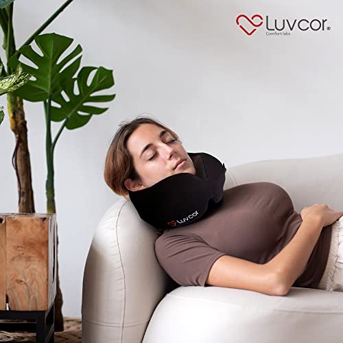Premium Quality Memory Foam Travel Neck Pillow Bundle - Best Ergonomic Pillow for Airplane Travel, car Ride, Sleeping. Comes with Eye mask, earplugs and Storage Bag.(Stealth Black) - color: Stealth Black