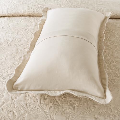 HoneiLife Quilt Set Queen Size - 3 Piece Embroidered Microfiber Bedspread Reversible Coverlet Lightweight Bedcover Paisley Pattern Bedding Set All Season Quilts-Khaki - color: Khaki, size: Queen/Full-90"x96"