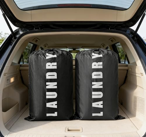 2 Pack XL Travel Laundry Bag, Dirty Clothes Organizer with Drawstring, Large Enough to Hold 4 Loads of Laundry, Easy Fit a Laundry Hamper or Basket,24" x 36" - color: Grey and Black