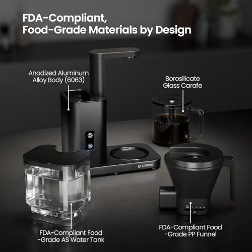 Kismile SCA-Certified 8 Cup Drip Coffee Maker, Pour Over Coffee Machine with 3s Instant Heat 197–205℉, Adjustable Flow Control, Removable Water Tank, Deep Cold Brew & 40 Min Keep Warm (Dark Grey) - color: Dark Gray