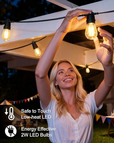 BRIMAX 24.6Ft USB Powered String Lights,10 LED Bulbs Waterproof & Shatterproof Outdoor Camping String Light Dimmable Brightness with Swith for Tents,Patio,Backyard and Holidays,2700K Warm White - style: USB 24FT 10 lights
