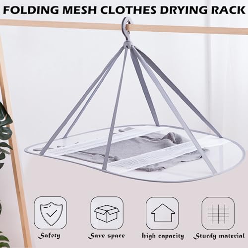 1 Tier Folding Mesh Clothes Drying Rack with Internal Fixation Stackable Sweater Drying Rack Portable Hanging Laundry Rack for Sweater,T-Shirt,Delicates,Swimsuit (2 Pack) - size: 1 Tier