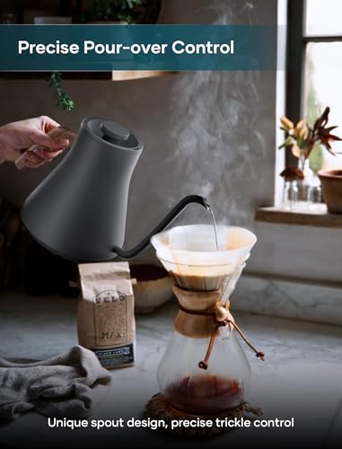 INTASTING Electric Kettles, Gooseneck Electric Kettle, ±1℉ Temperature Control, Stainless Steel Inner, Quick Heating, for Pour Over Coffee, Brew Tea, Boil Hot Water, 0.9L Dark Grey - color: Dark Grey