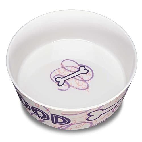 Loving Pets Dolce Moderno Ceramic Look Dog Bowl – Modern Melamine Dog Food Bowl & Dog Water Bowl – Durable, Non-Slip Pet Dish for Small & Medium Dogs – Dishwasher Safe Dog Bowl (Large, 47 oz) - color: Food & Water, size: Large