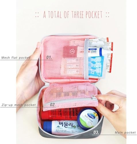 Pink Portable First Aid Kit, Mini Outdoor First Aid Kit Bag, Travel Portable Medicine Organizer Emergency Kit First Aid Kits, Mini Emergency Medical Bag Office, Travel, Camping, Sports, School