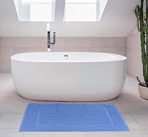 Utopia Towels Cotton Banded Rug, Bath Mats, Not a Bathroom Rug, 21 by 34 Inches, 100% Ring Spun Cotton, Highly Absorbent Shower Bathroom Floor Mat, Electric Blue, 2 Pack - color: Electric Blue