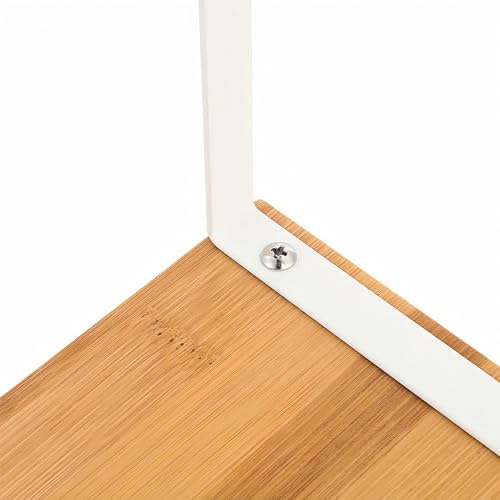 NEX Bamboo Kitchen Cabinet and Counter Shelf Organizer, Stackable & Expandable, Set of 4, White and Natural - color: Cloud White + Natural Beige, size: 11.7''W