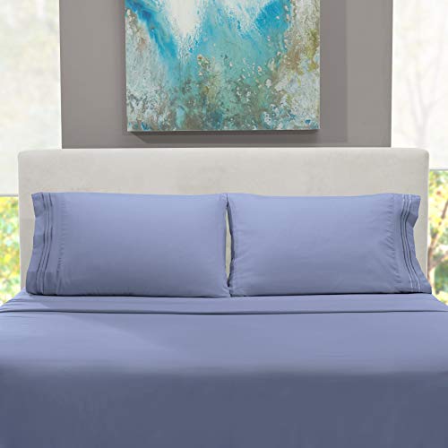 Hearth & Harbor Twin Size Sheets - 3 Piece Bed Sheet Set, Hotel Luxury Double Brushed Bed Sheets - Extra Soft Bedding Sheets & Pillowcases, Twin, Steel - color: Steel, size: Twin