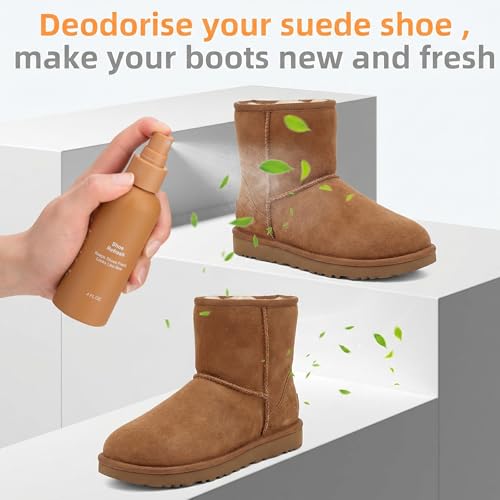 Suede Care Kit, Deep Cleaning Shoe Cleaner with Water and Stain Repellent Spray | Professional Grade Suede Brush & Eraser Set for Restoring Nubuck, Sheepskin Shoes and Boots
