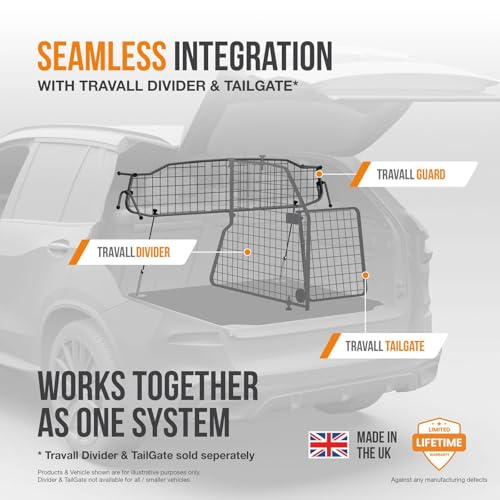 TRAVALL Compatible with Land Rover Range Rover (2012-2021) Dog Car Barrier Guard Custom Fit Heavy Duty Steel Mesh Trunk Divider Safety Travel Premium Luggage Cargo Barrier Backseat Protection