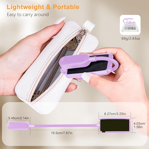 Gritin 16 LED Rechargeable Book Light for Reading in Bed- Eye Caring 3 Color Temperatures, Stepless Dimming Brightness, 80 Hrs Runtime, Lightweight Flexible Clip on Light for Book Lovers-Purple | Eye Caring 3 Color Temperatures, Stepless Dimming Brightnes