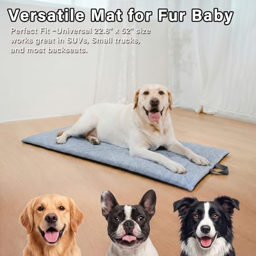 JoyBlooms Dog Bed for Car Back Seat, Dog Cooling Mat with 1.1in/2.8cm Thick Foam, Cooling Anti-Slip Washable Back Seat Pet Bed, 51.6in x 22.6in Fit on Backseat Extenders of SUVs and Small Trucks,Blue - color: Blue