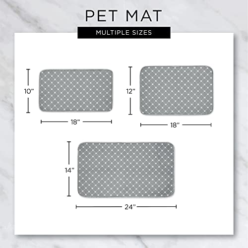 Bone Dry Embroidered Microfiber Cat Shape Pet Food & Water Placemat-Gray - color: Cat Whiskers Gray, size: 9.8"L x 13.5"W