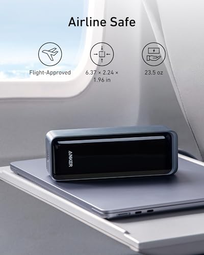 Anker Prime Power Bank, 27,650mAh 3-Port 250W Portable Charger for Travel, TSA-Approved, Smart App, for MacBook Pro/Air, iPhone 16/15/14 Series, Samsung, Laptops, and More (Charging Base Not Included)