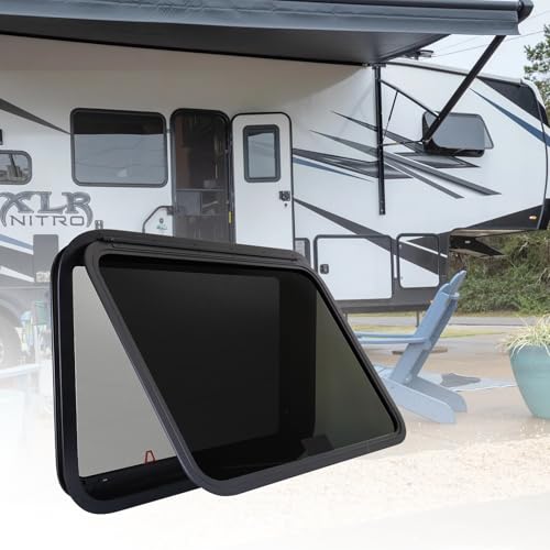 RV Exit Window Replacement, 36" W x 22" H Camper RV Emergency Window for Cargo Trailer Camper Van Truck with Net Screen&Trim Ring for 1" or 1-1/2" Wall Thickness,DOT Approved - size: 36"W x 22"H