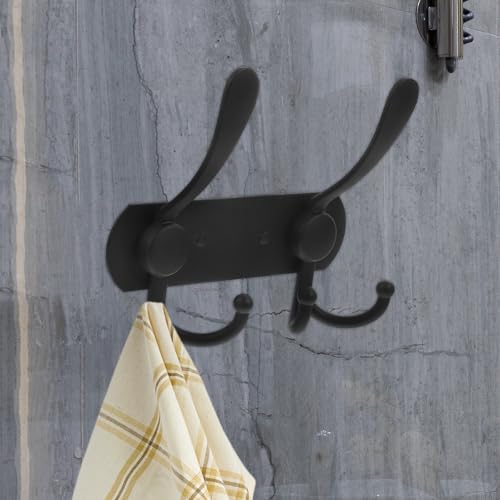 BESPORTBLE Multi-Functional Wall Mounted Storage Hooks, Black Triple Head Utility Hook for Bathroom, Kitchen, Bedroom, Key Hanger and Towel Holder for Home Organization