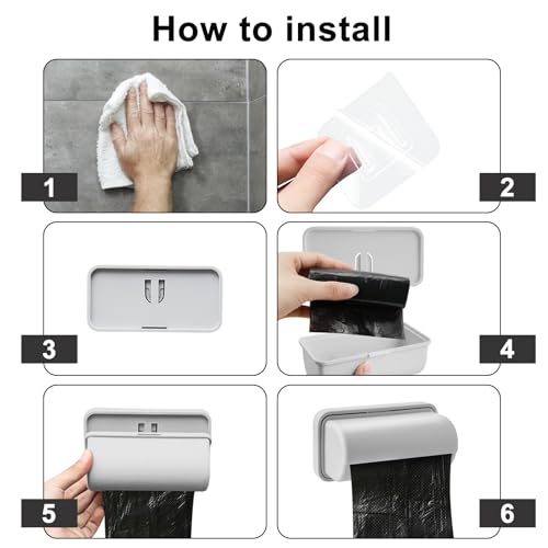3 Pcs Fine Liner Trash Bag Holder Dispenser, Wall Mounted Plastic Bag Organizer with Trash Bags 100 Counts, Garbage Bag Holder Under Sink for Bottom of Can for Kitchen Cabinet