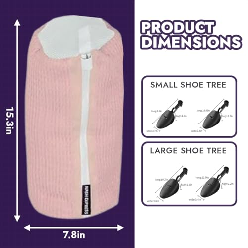 Shoe Cleaning Kit: Shoe Washing Bag (2pcs), Mesh Laundry Bag for Shoe Dryer and Adjustable Shoe Trees (5 pc kit)