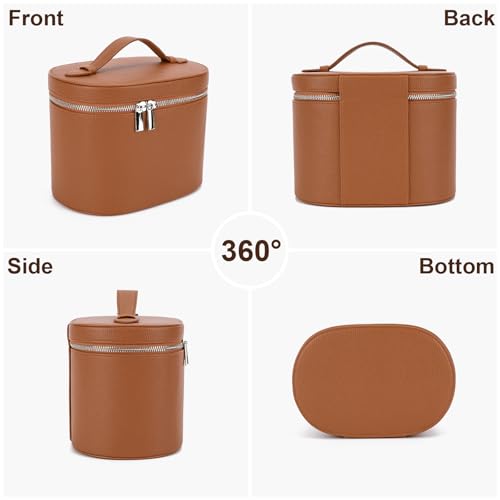 YFGBCX Makeup Bag Vanity Case with Removable Divider Travel Toiletry Bag Portable Cosmetic Bag Makeup Organizer Case - color: Brown