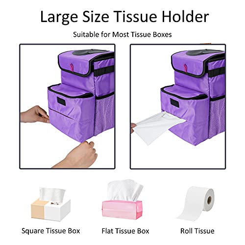 Car Trash Can Foldable Garbage Bin Leakproof 3 Gallons Purple - color: Purple, size: Large