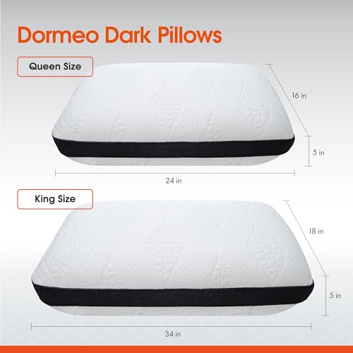 Dormeo Dark King Bed Pillow with Octaspring Technology, Reversible Breathable Gel and Memory Foam for Neck and Shoulder Support, Ideal for Side, Back, or Stomach Sleepers - 1pc