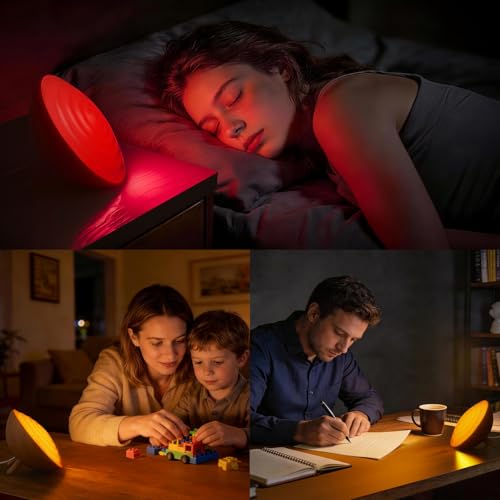 BOHON Red Light Night Light with Timer, 3 Color Modes 10 Brightness Dimmer Red Light Reading Light, 660nm Red Night Lights for Sleep Bedroom Nursery Room Home, Memory Function, Wood-Grain - color: Wood-grain