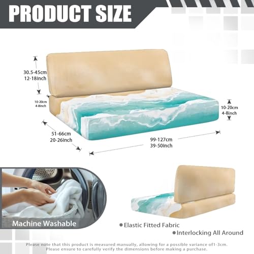 NDISTIN Beach Waves RV Dinette Cushion Covers 2 Sets Comfortable Rv Seat Covers Dinette Booth Cushions Stretchable Rv Bench Seat Covers for Dinette for RV Camper Car Bench Seats - color: Beach Waves