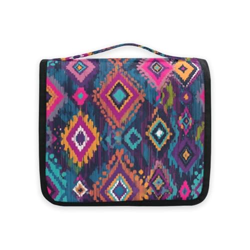 Boho Aztec Hanging Toiletry Makeup Bag Travel Organizers Toiletries Cosmetics Bag for Women Men - color: Aztec