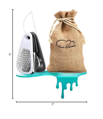 5 Pieces Kitchen Gadgets Set - Space Saving Cooking Tools Accessories Cheese Chocolate Grater, Fruit Vegetable Peeler, Bottle Opener, Pizza Cutter, Burlap Bags with Drawstring Gift Set - color: Black White Gray 4pcs
