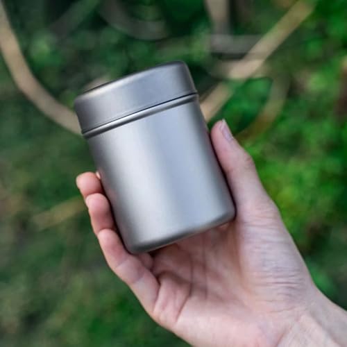 200ml Titanium Tea Canister Portable Travel Storage Box Lightweight Spice Jar Loose Leaf Coffee Herbs Small Capacity Carry-On Container Camping, Car, Outdoor RT1039T (1 pc)