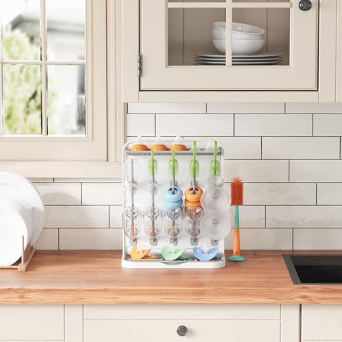 Lifewit Large Baby Bottle Drying Rack 15 Hooks, Newborn Essentials Must Haves, Bottle Storage Organizer for Countertop, Cabinet, Rack Dryer Holder for Pacifiers, Pump Parts, Baby Stuff - size: Large-15 Hooks, style: without Drain Mat