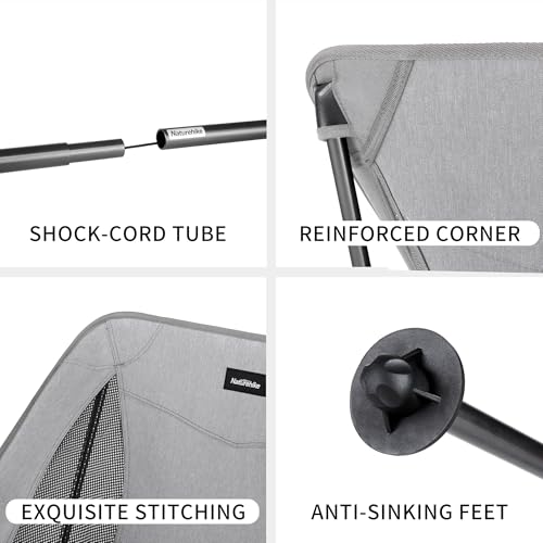 Naturehike YL05 Camping Chair, Ultralight Portable Camp Chair with Storage Bag, Compact Folding Beach Chair for Backpacking Hiking Fishing Picnic - color: Grey-upgraded