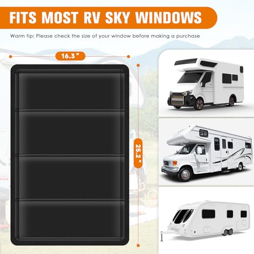 Hook&Loop RV Window Shade Cover 16x25 Inches - Foldable Blackout for Door, Windshield & Side Windows UV Protection, Privacy & Heat Blocking No Tool Installation, Essential Camper Accessories - size: Hook&Loop
