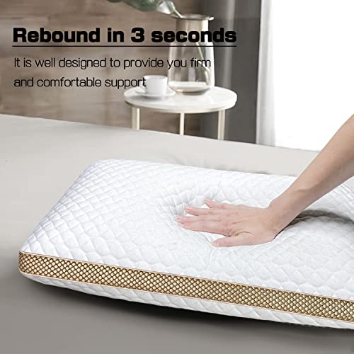 Memory Foam Pillows Standard Size Set of 2, Medium Firm Pillow for Sleeping, Orthopedic Bed Pillow for Side, Back Sleepers, Ventilated Gel Foam Pillow with Washable Cover, 23.6" x 15.7"x 5.1" - size: Standard (Pack of 2)