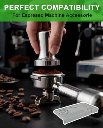 Upgraded Silicone Tamping Mat & Brush, Tamper Mat for Espresso Machine, Waterproof Heat Resistant Tamp Station for Home Baristas Tools, Gray - color: Gray