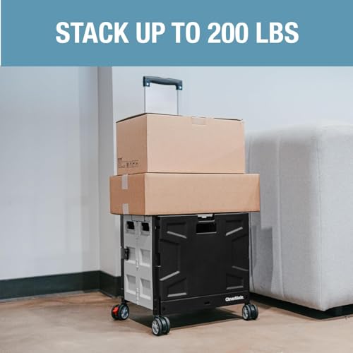 CleverMade Collapsible Wheeled Crate, 35L Capacity, 4 Double Wheels, Foldable with Lid, Black - color: Black, size: 35L - 4 Wheels
