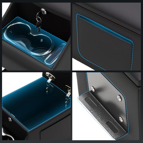 UTV Center Console Between Seat Organizer for Polaris Ranger 1000/XP/Crew 2017-2026, for Ranger XP 900/Crew 2013-2019 Seat Armrest Storage Box with Phone Holder& Dual Cup Holders with Locking - size: UTV Center Console