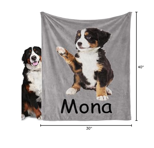 Personalized Dog Blanket, Customized Pet Blankets with Name Picture, Throw Blanket for Small Medium Large Dog Puppy Cat - color: D-grey