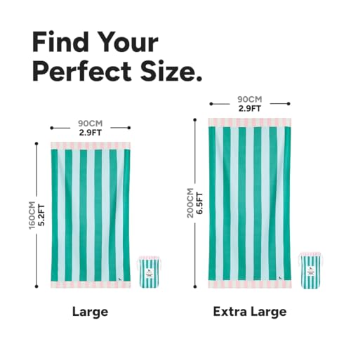 Dock & Bay Beach Towel - Quick Dry, Sand Free - Compact, Lightweight - 100% Recycled - Includes Bag - Pastel Pier - Large (160x90cm, 63x35)